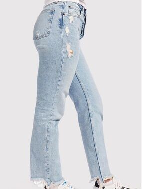 Nuuds The Straight Ranger Light Wash Straight Leg Raw Hem Jeans